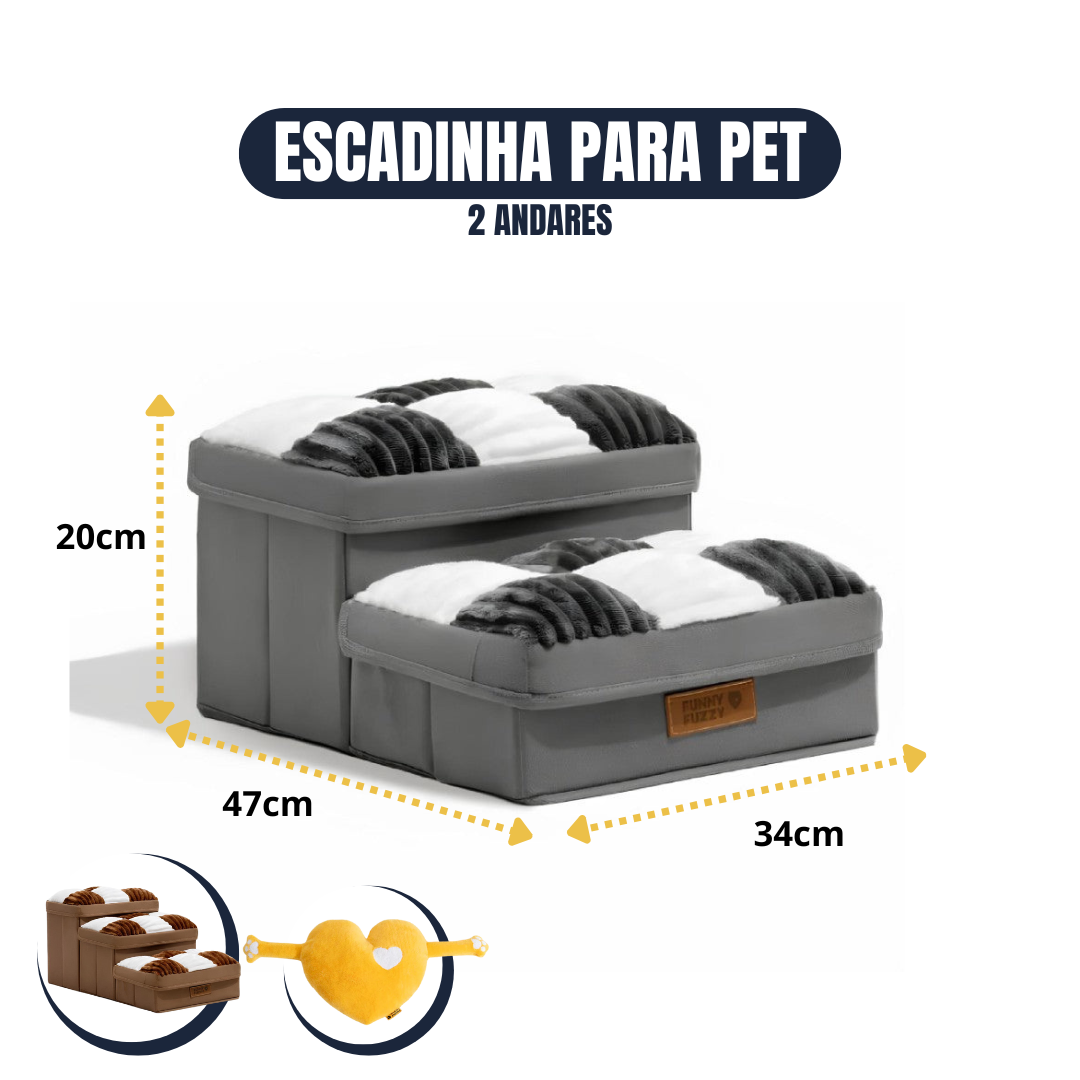 [COMPRE 1 LEVE 2] Escada Para Pet Artesanal com Espaço Interno + 2 Brindes Incríveis